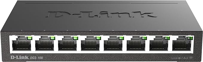 D-Link DGS-108, 8 Port Gigabit Ethernet Switch Unmanaged, Network Splitter by D-Link