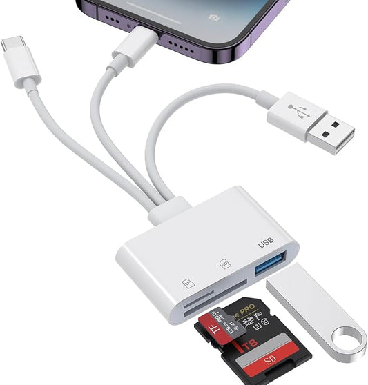 3-in-1 SD Card Reader for iPhone 17 16 15 14 iPad, Memory Card Reader by Ardaddyn