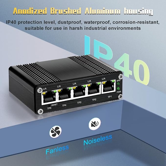 Mini Managed Industrial 5-Port Gigabit Ethernet Switch Solar Power - Image 8