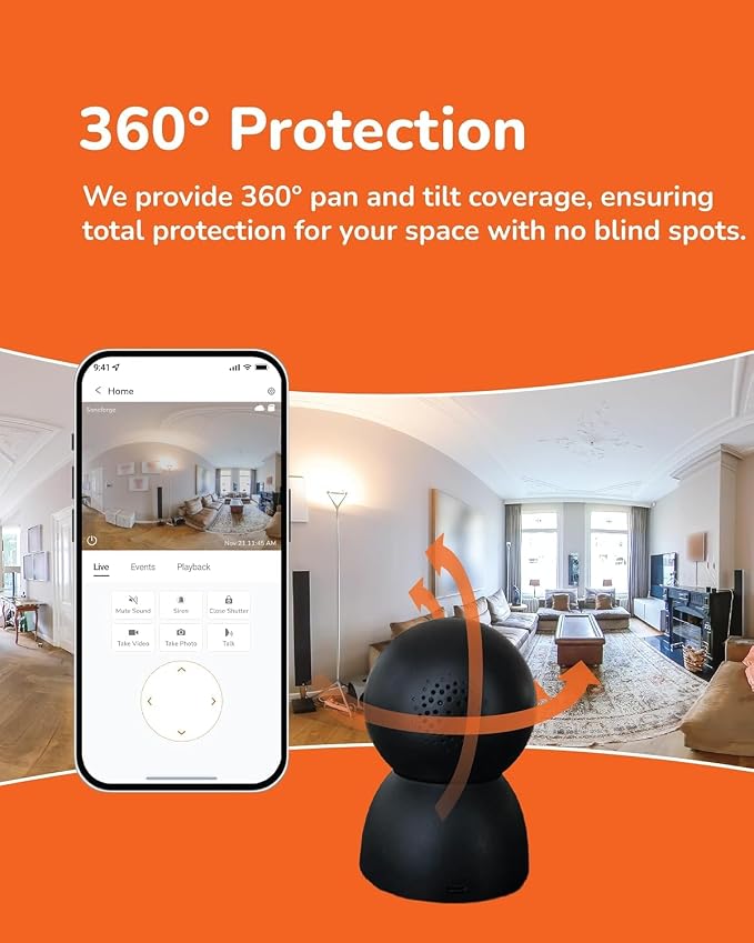SensForge 2.5K Pan-Tilt Security Camera, 360° Dual-Band WiFi Camera - Image 4