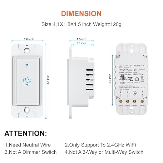 Smart Switch4 Pack, Double Smart Light Switch, Milfra in-Wall WiFi Smart Switch - Image 3