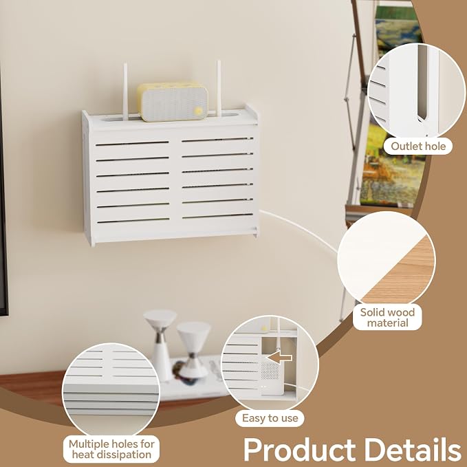 Wooden WiFi Router Storage Box Hider Shelf, Decorative Projector Box Hider Rack - Image 3