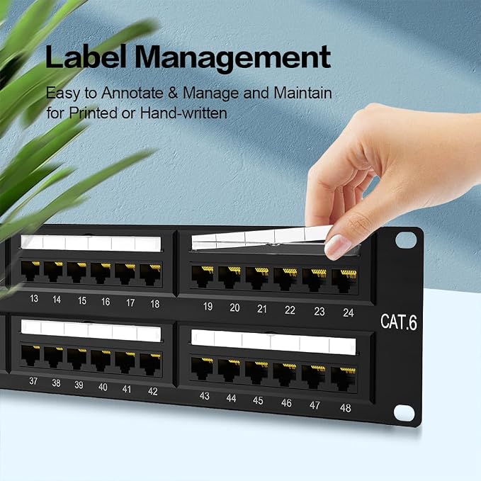 2U 48port Patch Panel CAT6 Patch Panel Rack Mount 19inch Ethernet Patch Panel - Image 4