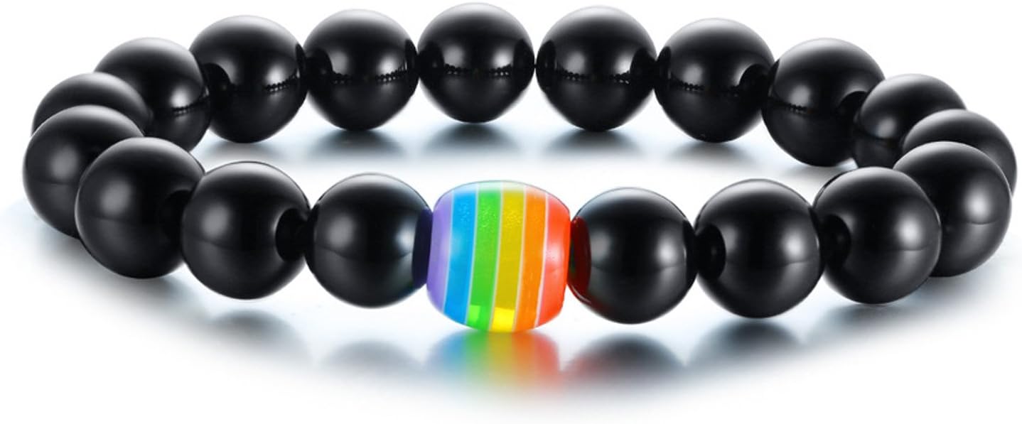 Nanafast Titanium Stainless Steel Rainbow LGBT Pride Bracelet Handmade Braided - Image 2
