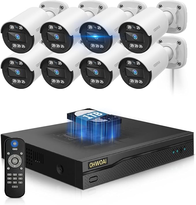 《122° Wide-Angle & Ultra 5MP Definition》Outdoor Wired Security Camera System by OHWOAI