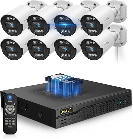 《122° Wide-Angle & Ultra 5MP Definition》Outdoor Wired Security Camera System by OHWOAI