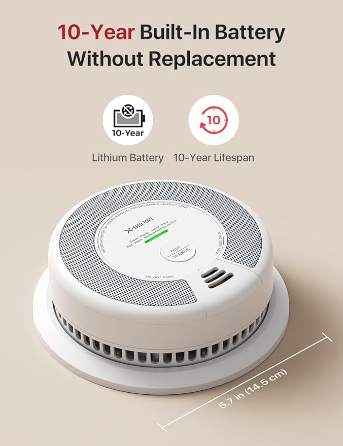 X-Sense 2-in-1 Smoke and Carbon Monoxide Detector Alarm, 10-Year - Image 4