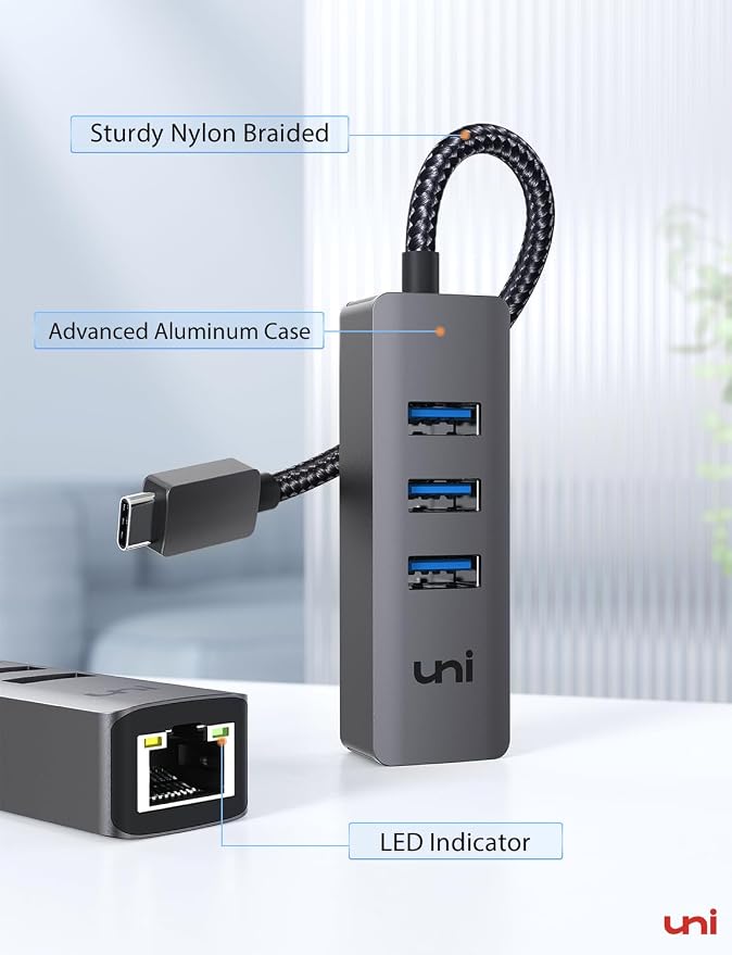 uni USB-C to Ethernet Adapter, USB C HUB Ethernet 1Gbps - Image 6
