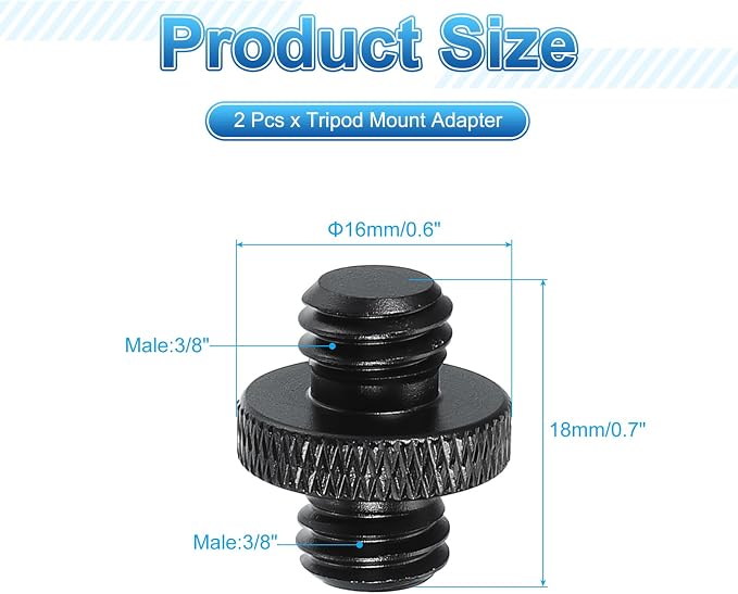 PATIKIL Tripod Screw Adapter 3/8" Male to 3/8" Male, 18 mm - Image 2