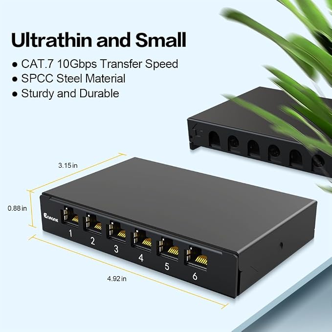 6 Port Patch Panel 0.5U CAT7 Keystone Patch Panel - Image 2