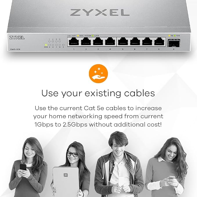 Zyxel 8 Port Network Switch | 2.5Gb Multi Gigabit Switch | Unmanaged | 8X 2.5G - Image 7