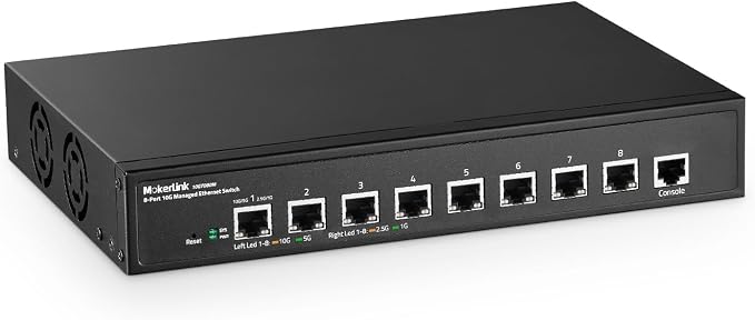 MokerLink 8 Port 10G Managed Ethernet Switch, 10G/5G/2.5G/1G Auto-Adaptive by MokerLink
