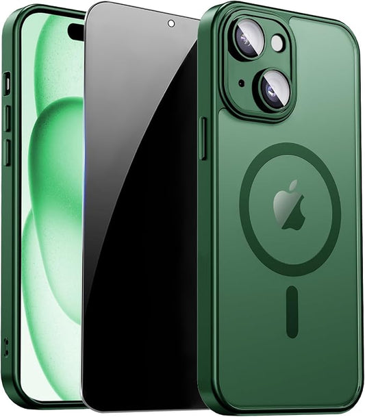 for iPhone 15 Case with Privacy Screen Protector and Camera Protection by ZOZDOKG