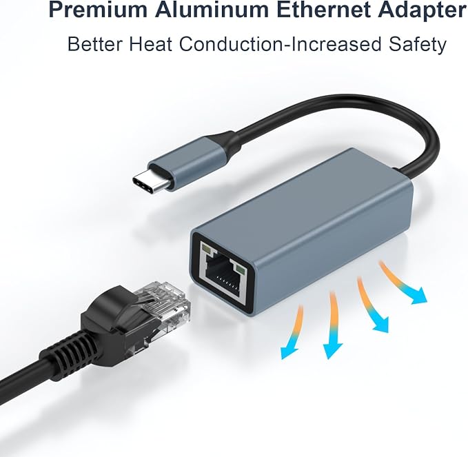 USB C to Ethernet Adapter, Driver Free RJ45 to USB C, 100Mbps Type-C Ethernet - Image 2