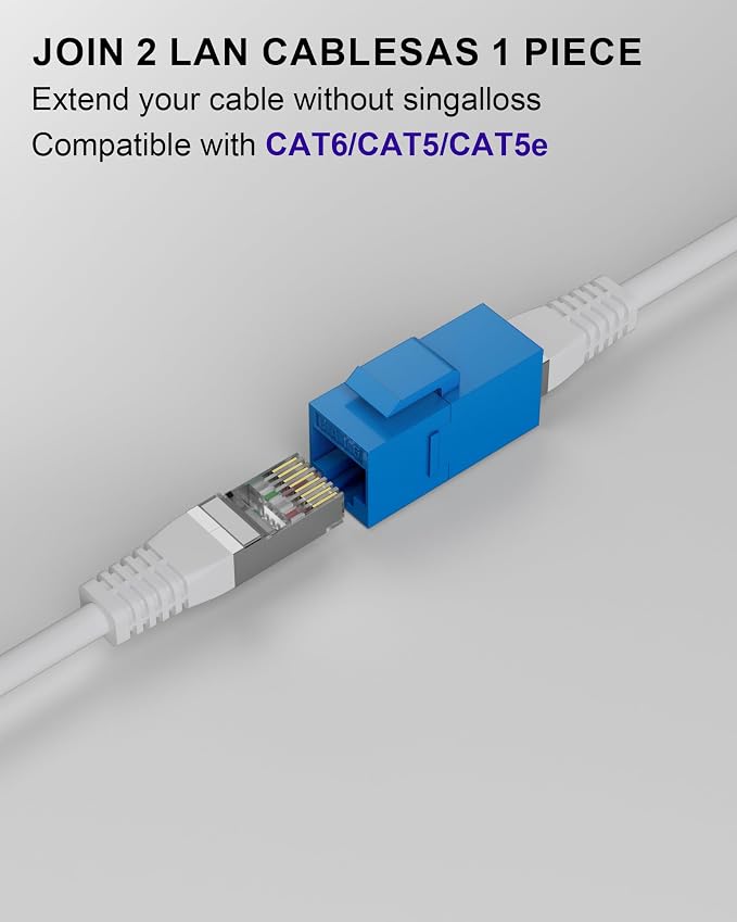 RJ45 Coupler Cat6 Keystone Jack 100-Pack, Female to Female UTP Inline Ethernet - Image 6