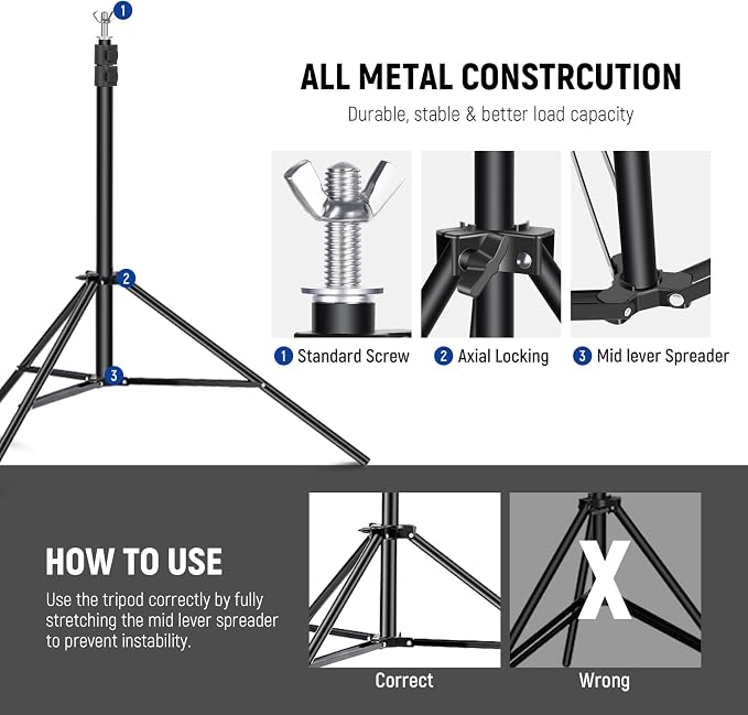Neewer Photo Studio Backdrop Support System, 10ft/3m Wide 6.6ft/2m High - Image 6