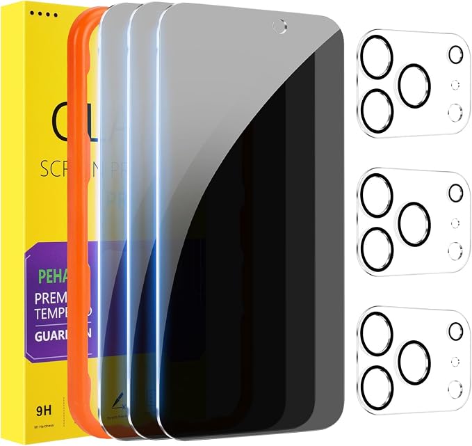 PEHAEL 3+3 Pack for iPhone 17 Pro Privacy Screen Protector by PEHAEL