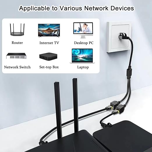 Ethernet Splitter 1 to 2, RJ45 Internet LAN Network Splitter Adapter 1 Male to - Image 4