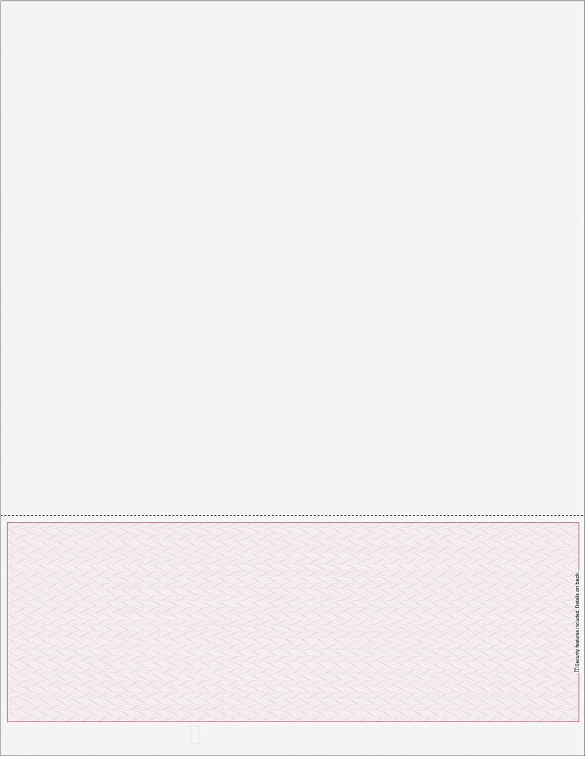 Blank Classic Laser Business Bottom Check, Blank Computer Check Paper with Burgundy Herringbone Background (One Perf), 500/Pk