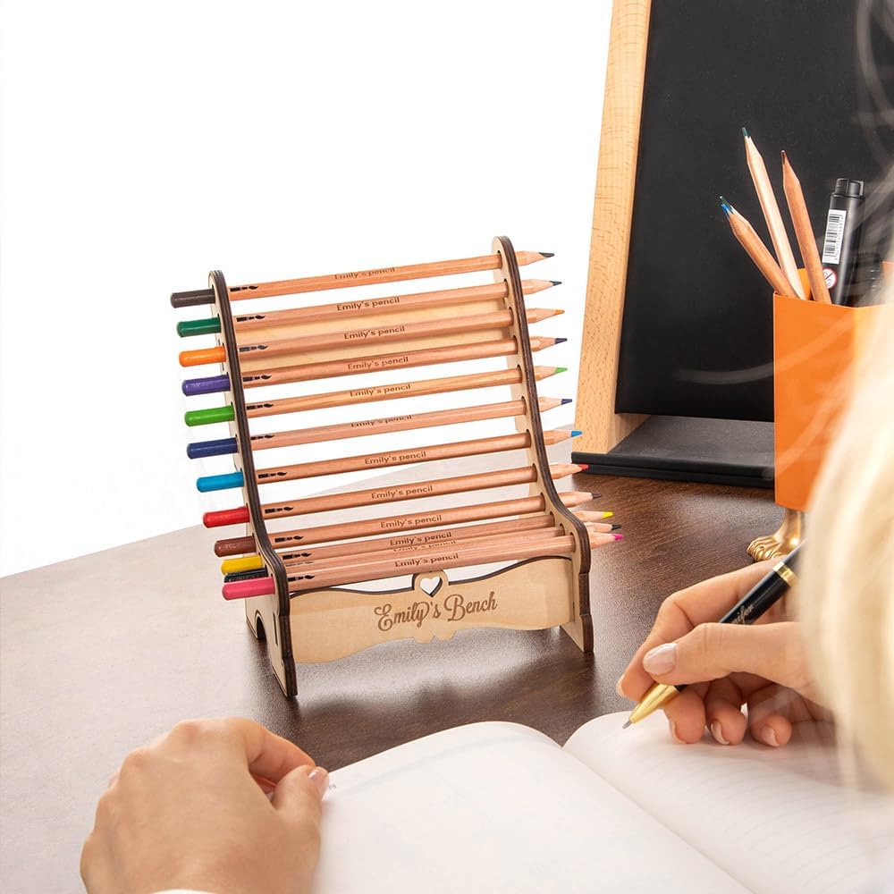 Desk Name Plate Personalized Name 12 Coloring Pencils Bench Name Plate For Desk Custom Teacher Desk Name Plate Student Painting Home Room Decor Gifts For Son Daughter