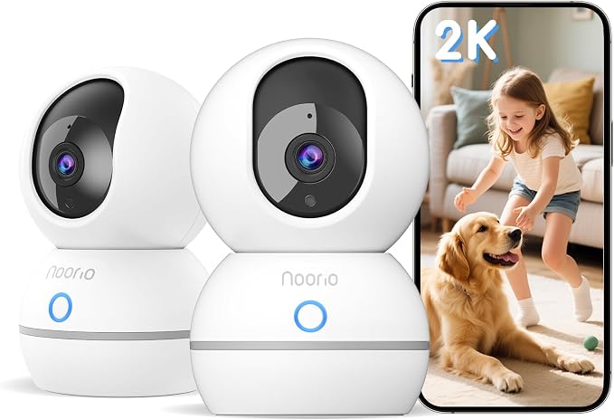 Noorio 2K Wired Security Camera Indoor, Pan/Tilt Pet Camera by Noorio