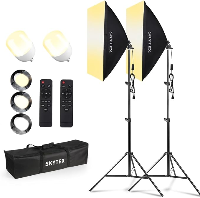 Skytex Softbox Lighting Kit 2Pack, 20x28in Soft Box |Upgrade 135W 2700-6400K by skytex