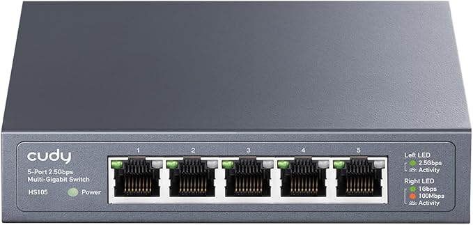 Cudy 5-Port Multi-Gigabit Ethernet Switch, Full 2.5Gbps Ports, Loop Detection by Cudy