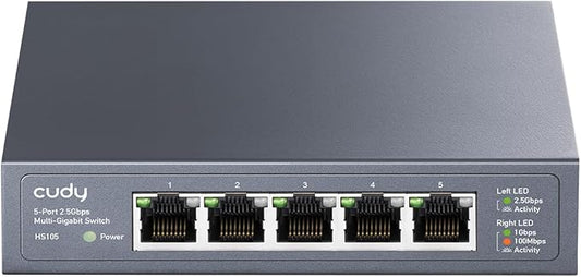 Cudy 5-Port Multi-Gigabit Ethernet Switch, Full 2.5Gbps Ports, Loop Detection by Cudy