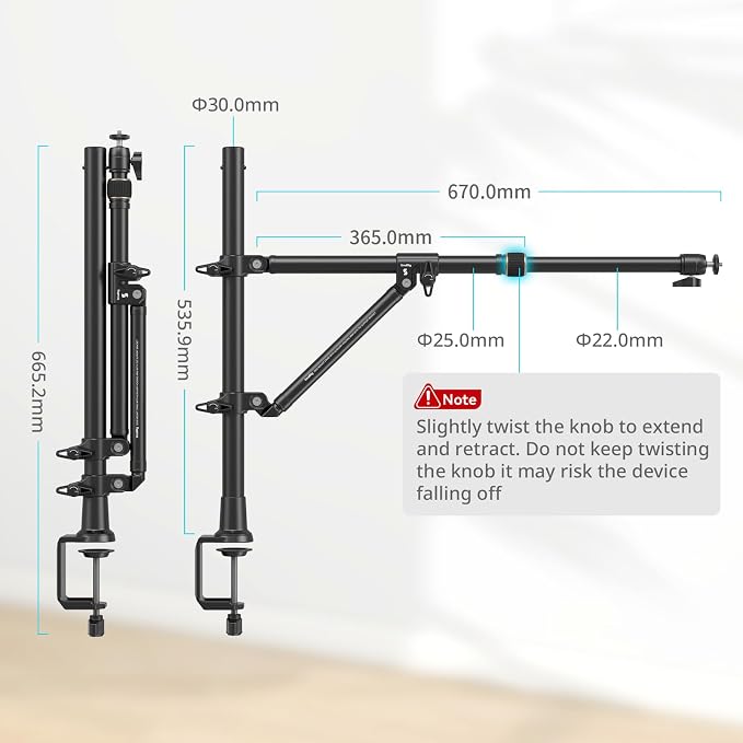 SMALLRIG Triangle Camera Desk Mount, Max. Load 3kg/ 6.6lbs, Overhead Mount - Image 7