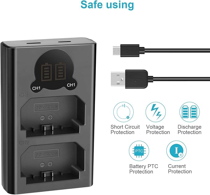 Neewer Dual USB Charger for Sony NP-FZ100 Battery, Compatible - Image 3