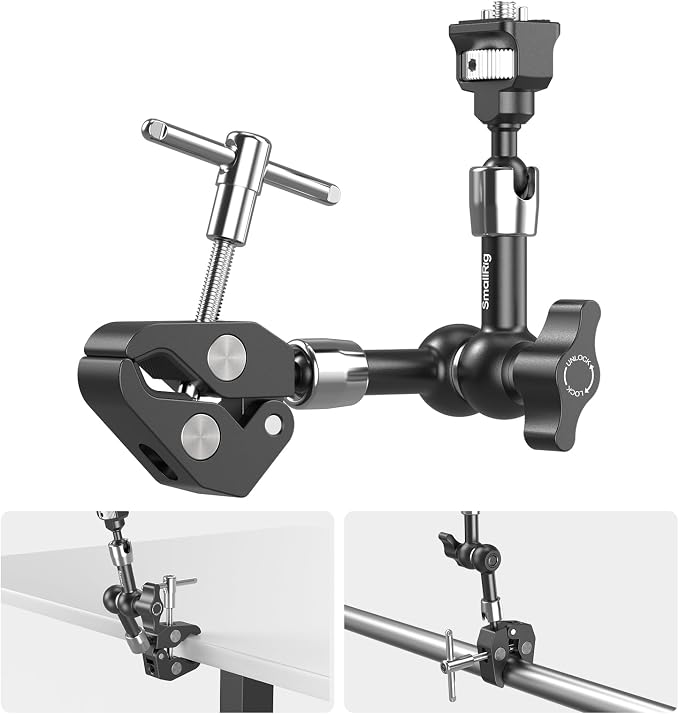 SMALLRIG 7 Inch Magic Arm with Crab-Shaped Clamp, Arm with 1/4"-20 Screw and by SmallRig