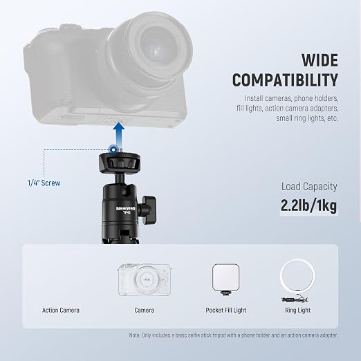 NEEWER Basics Mini Desk Selfie Stick Tripod Compatible - Image 4