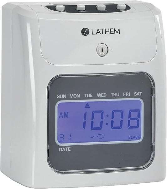 Lathem 400E-KIT Top-Feed Electronic Time Clock Bundle Kit Time Clock, 8.5" x by Lathem