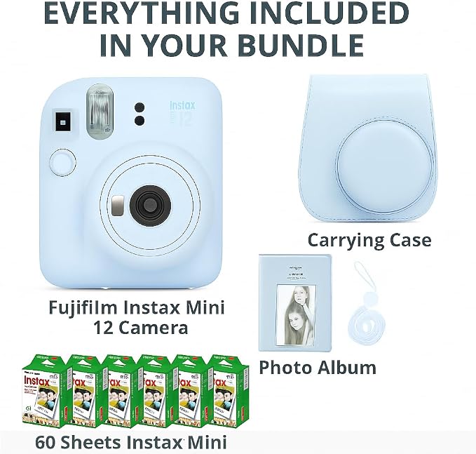 Fujifilm Instax Mini 12 Instant Camera Clay White and Fuji Film Value Pack - Image 3