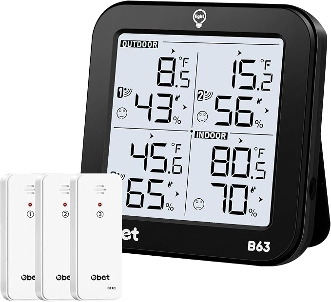 OBET Weather Station Wireless Indoor Outdoor Thermometer Wireless, Digital by OBET