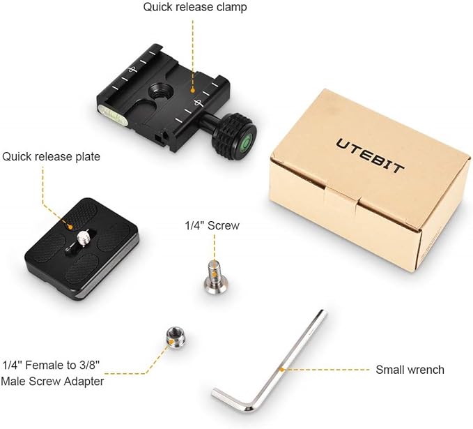UTEBIT 50mm Arca Swiss Quick Release Plate, Aluminum QR Clamp Adapter Set - Image 7