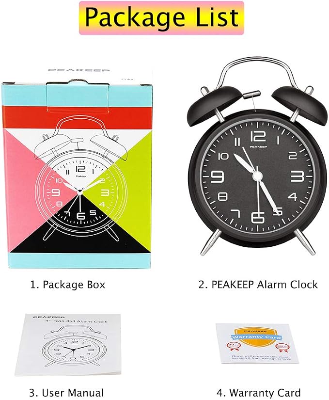 Peakeep 4 Inches Twin Bell Loud Alarm Clock - Image 7