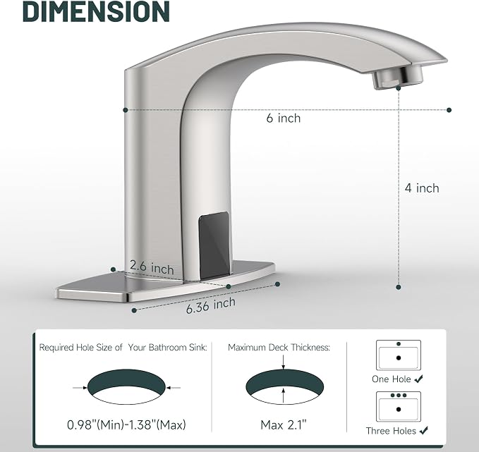 Touchless Bathroom Sink Faucets, Brushed Nickel - Image 2