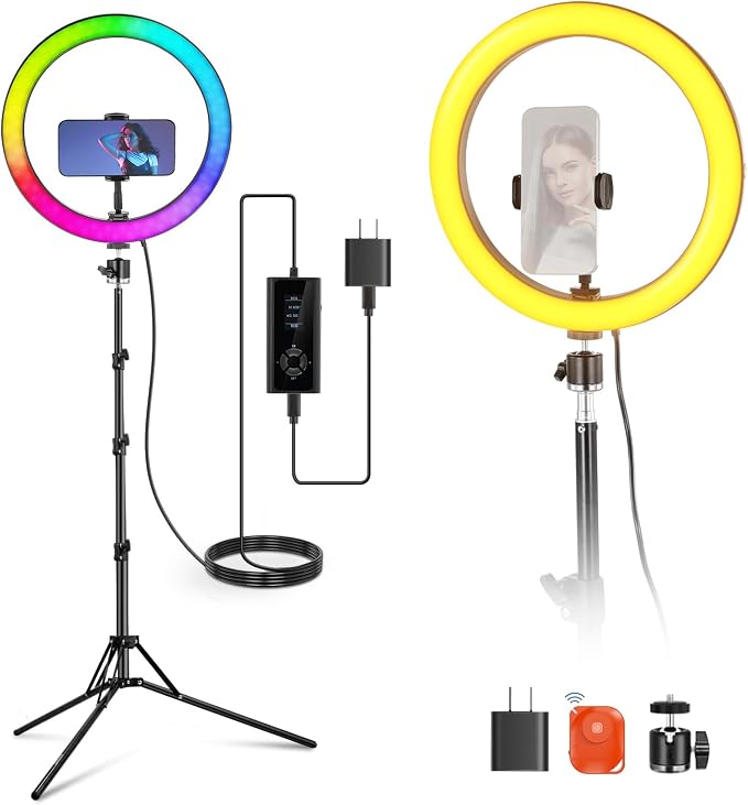 NEEWER 12" Ring Light with Stand Tripod Compatible with iPhone, 24W LED RGB by Neewer