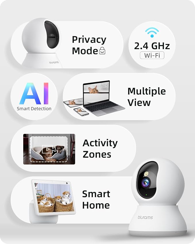 Security Camera 2K, blurams Baby Monitor Dog Camera 360-degree - Image 7