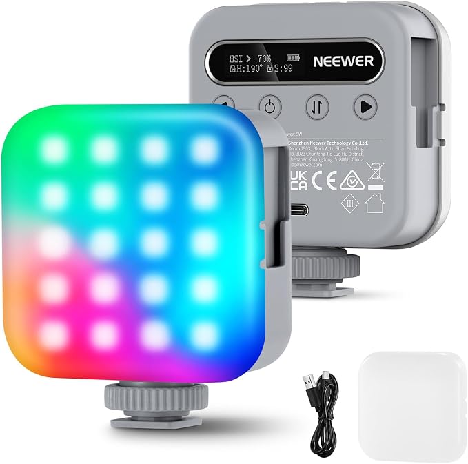 NEEWER Basic Magnetic RGB Video Light, 360° Full RGB Mini LED Camera Light by Neewer