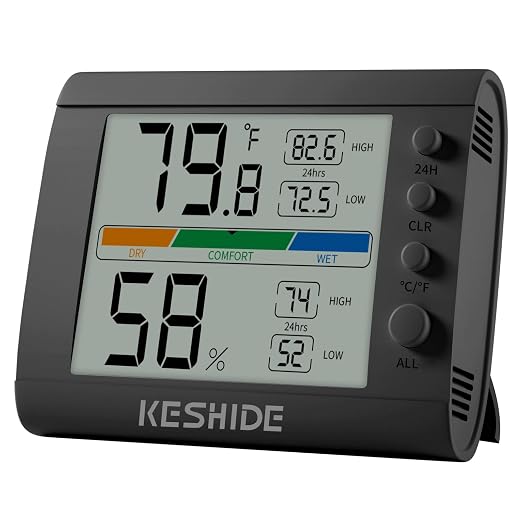 Hygrometer Thermometer Gauge Mini Digital, Monitor Indoor Outdoor Humidity by KESHIDE