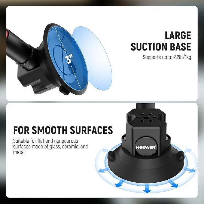 NEEWER Triple Suction Cup Car Mount Kit, Carbon Fiber Camera Mount - Image 3