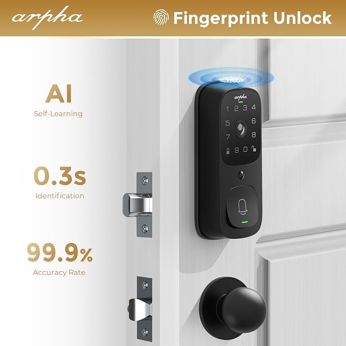 WiFi Smart Door Lock, 5-in-1 Fingerprint Keyless Entry Door Lock, Two-Way Audio - Image 7