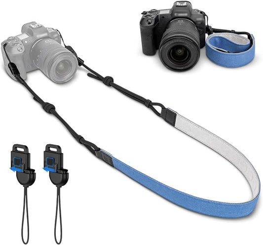 Blue Minimalist Denim lifestyle Camera Shoulder Neck Strap by JJC