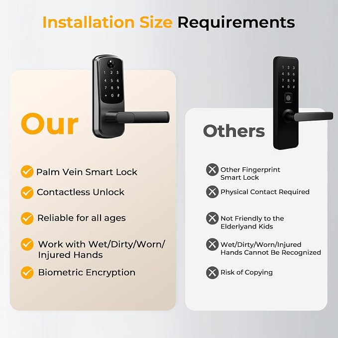 Smart Door Lock with Palm Vein Recognition, Camcamp Keyless Entry Door Lock - Image 6