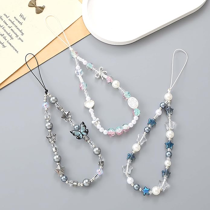 Beaded Phone Charm Lanyard Strap Girly Style Fixed Beads Pearl Lanyards - Image 6