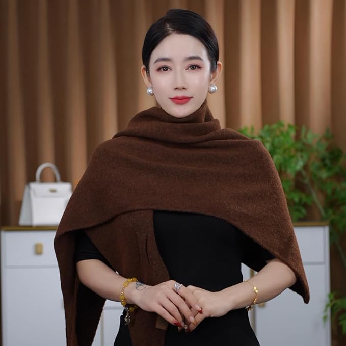 Shawls Wraps Women Triangle Sweater Scarf Warm Wool Blend Pashmina Cape Cold - Image 3