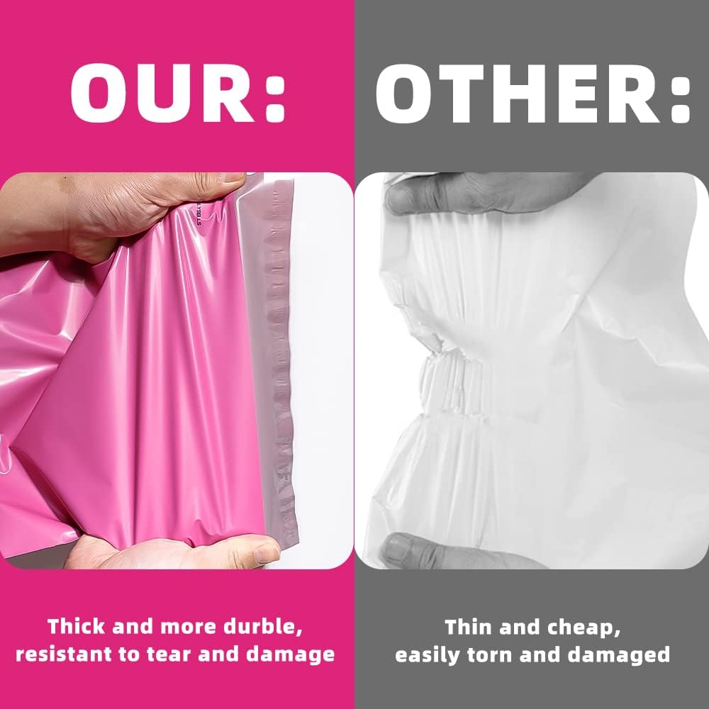 POLYSELLS 100 pcs 24x24 Inches Pink Poly Mailers Shipping Envelopes, Strong Adhesive Sealing, Waterproof, and Tear-resistant Postal Mailing Bags for Clothing, Books, and Accessories