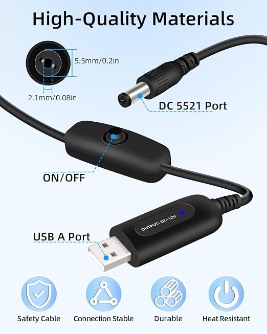12W USB 5V to 12V Step Up Converter Cable - Image 5